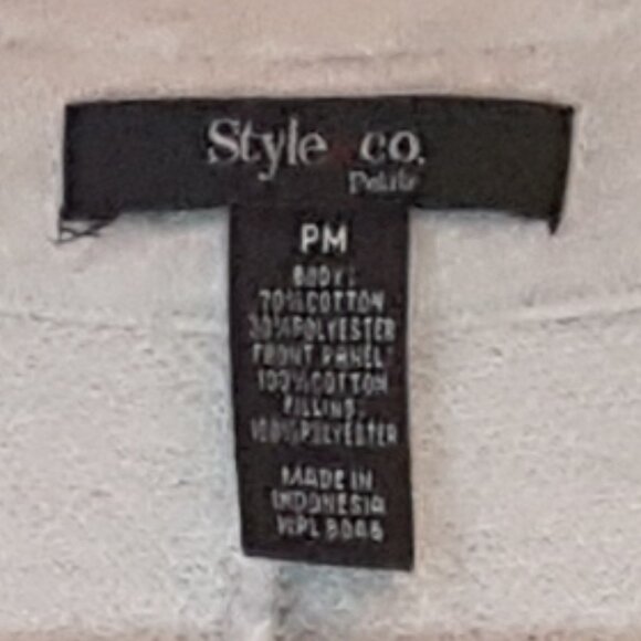 STYLE & CO Quilted Jacket Sweatshirt Blazer Petite Medium PM Cream Gold Full Zip - Picture 3 of 8